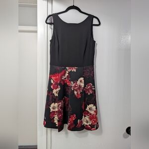 SLNY Black and Red Floral Mini Dress